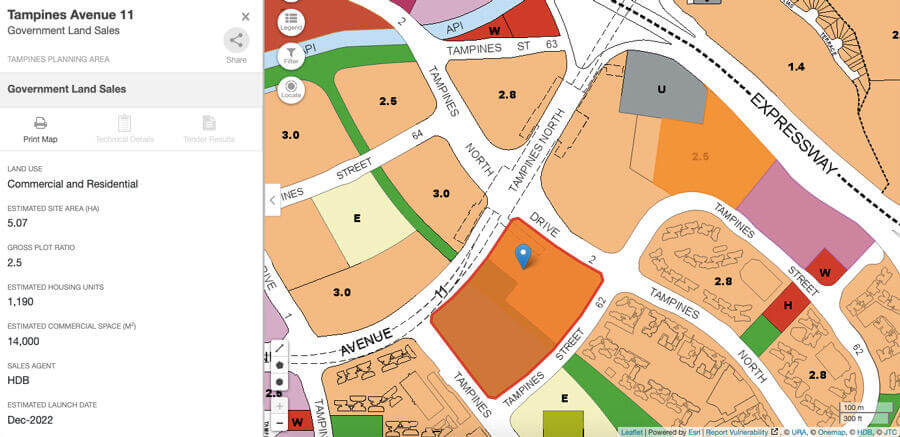 Tampines Ave 11 GLS Master Plan Map 2